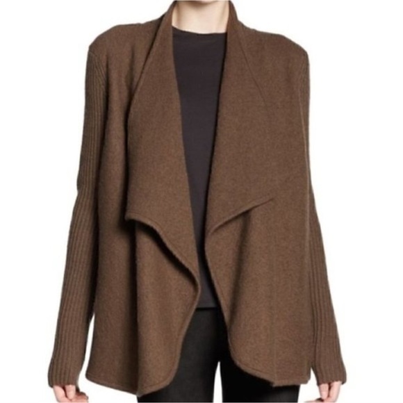 Vince Boiled Wool Open Front Thick Cardigan Sweater Jacket Size Small - Picture 6 of 9